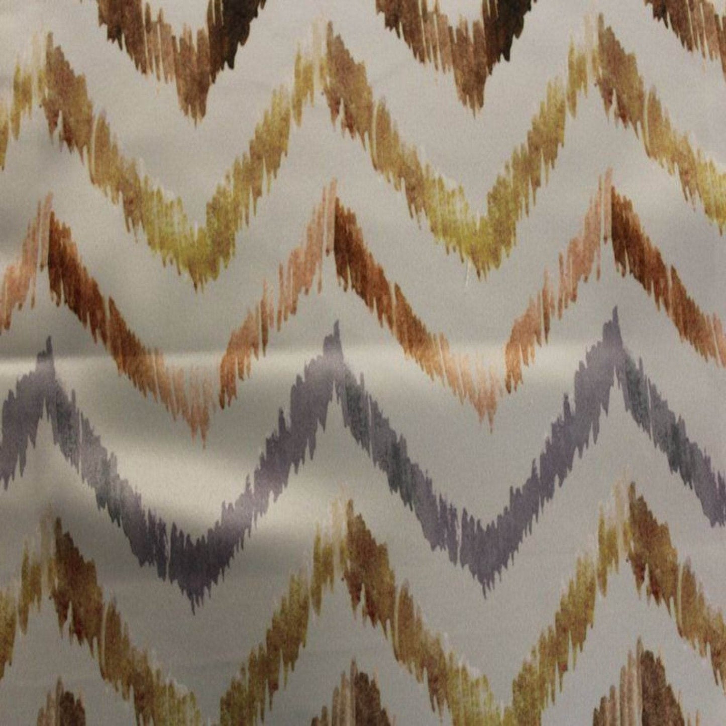 Brown - Zigzag Digital Print Satin Fabric - Cotton Hand - 58 Inch. in Width Fabric - Fabrics Star