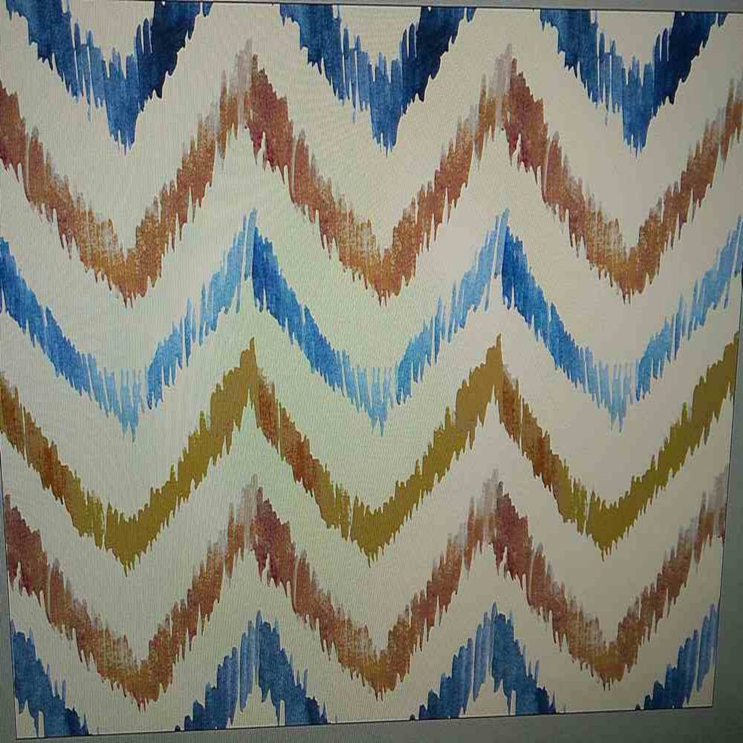 Navy - Zigzag Digital Print Satin Fabric - Cotton Hand - 58 Inch. in Width Fabric - Fabrics Star