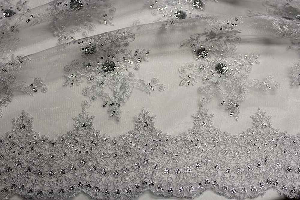 BLOSSOM/B Embroidered Sheer With Sequin Fabric, 54 Inch. in Width - Fabrics Star