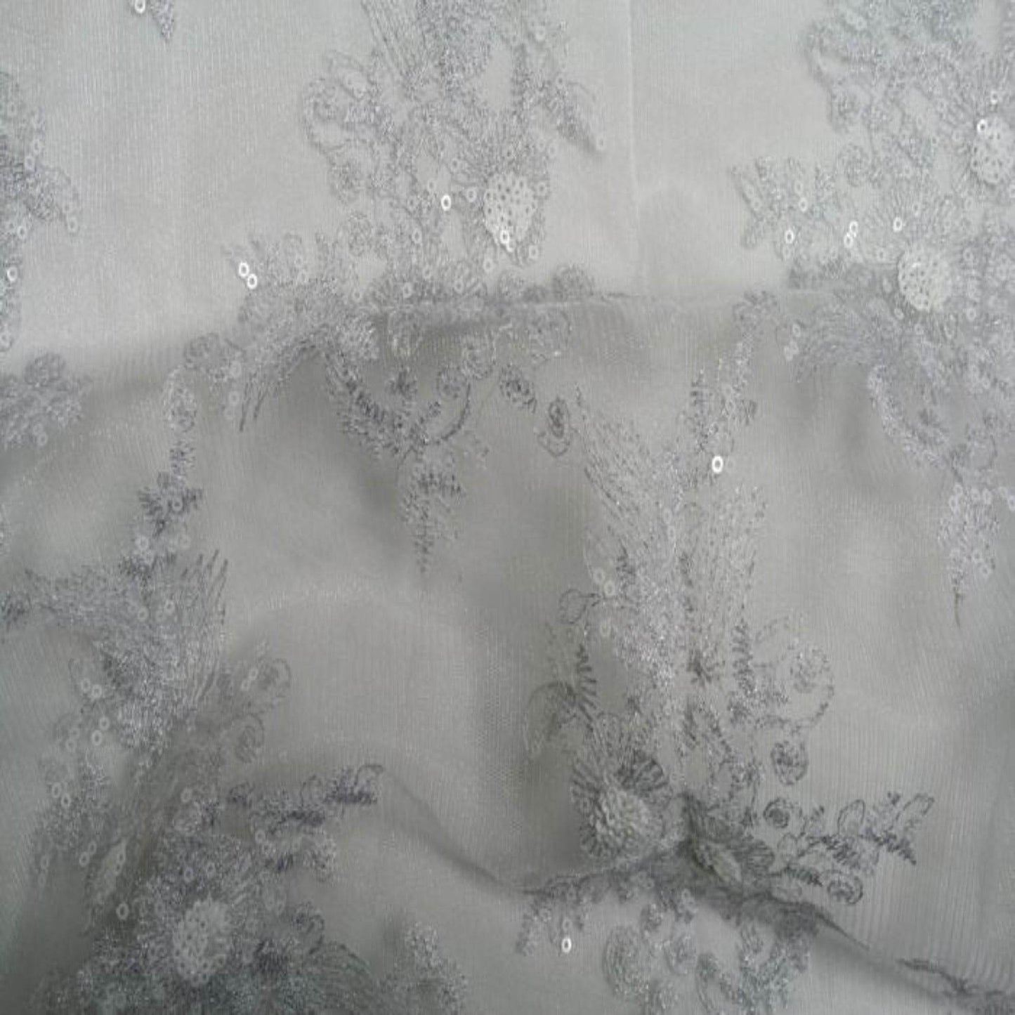 Blossom Glitter Sequin Embroidered Mesh Fabric. Lace Netting Material ideal for Sewing, Dresses, Gowns, Skirts, Veils - Fabrics Star