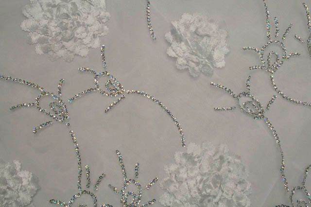 white-1 BRIDELY Embroidered Sheer Mesh Fabric - Fabrics Star