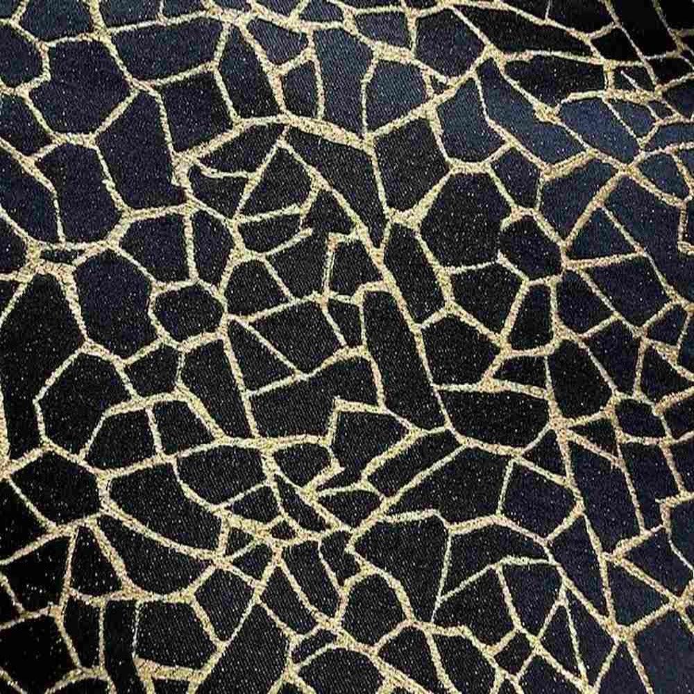 Gravel Metallic Jacquard Embroidery Fabric, 58" in width, | Home Decor Navy Gold Fabrics Star