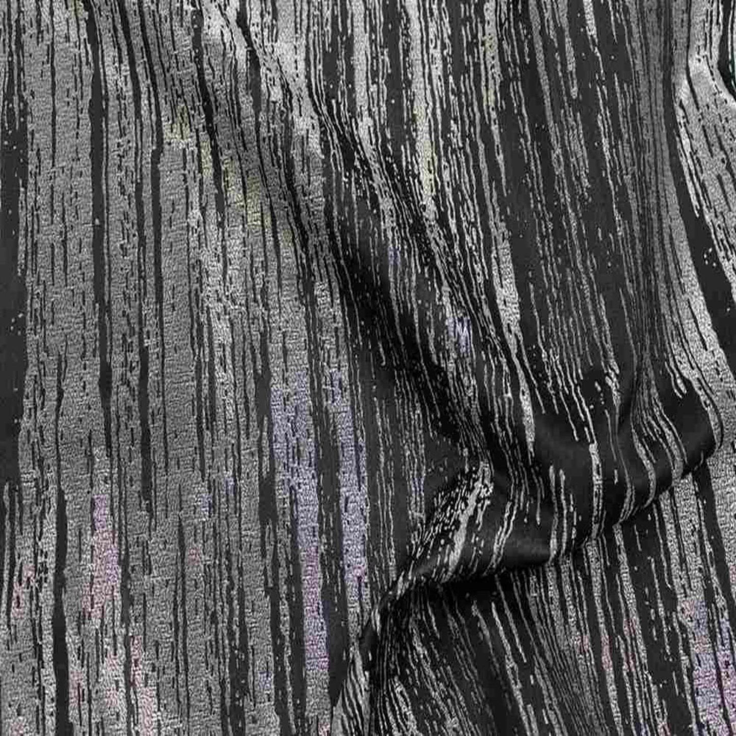 Black/Silver Inline Metallic Jacquard Fabric - 114 Inch. in Width Fabric - Fabrics Star