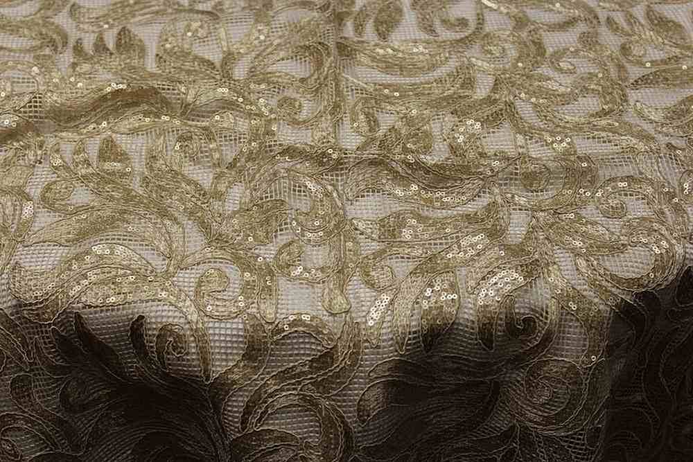 sand LANCHASTER Lace Sequin Fabric - Fabrics Star