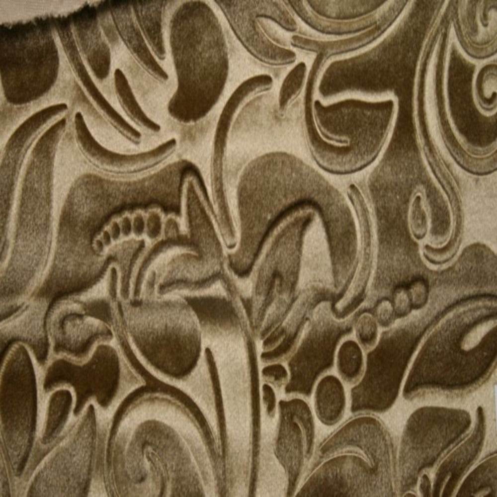 Gold Brocade Scroll Velvet Fabric - Fabrics Star