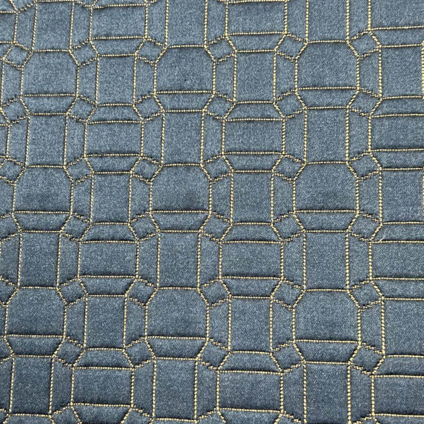Navy Square Jacquard Fabric - Fabrics Star