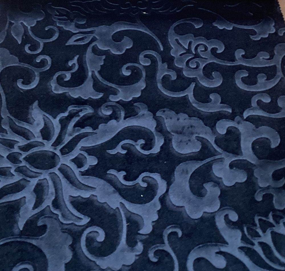 Navy Brocade Velvet Fabric by the Yard — 72 inch wide embossed velvet — Vails Collection — Fabrics Star