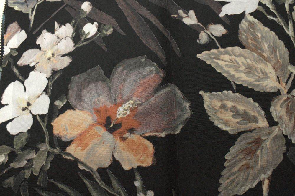 aubergine BOTANICAL Digital Print Fabric - Fabrics Star