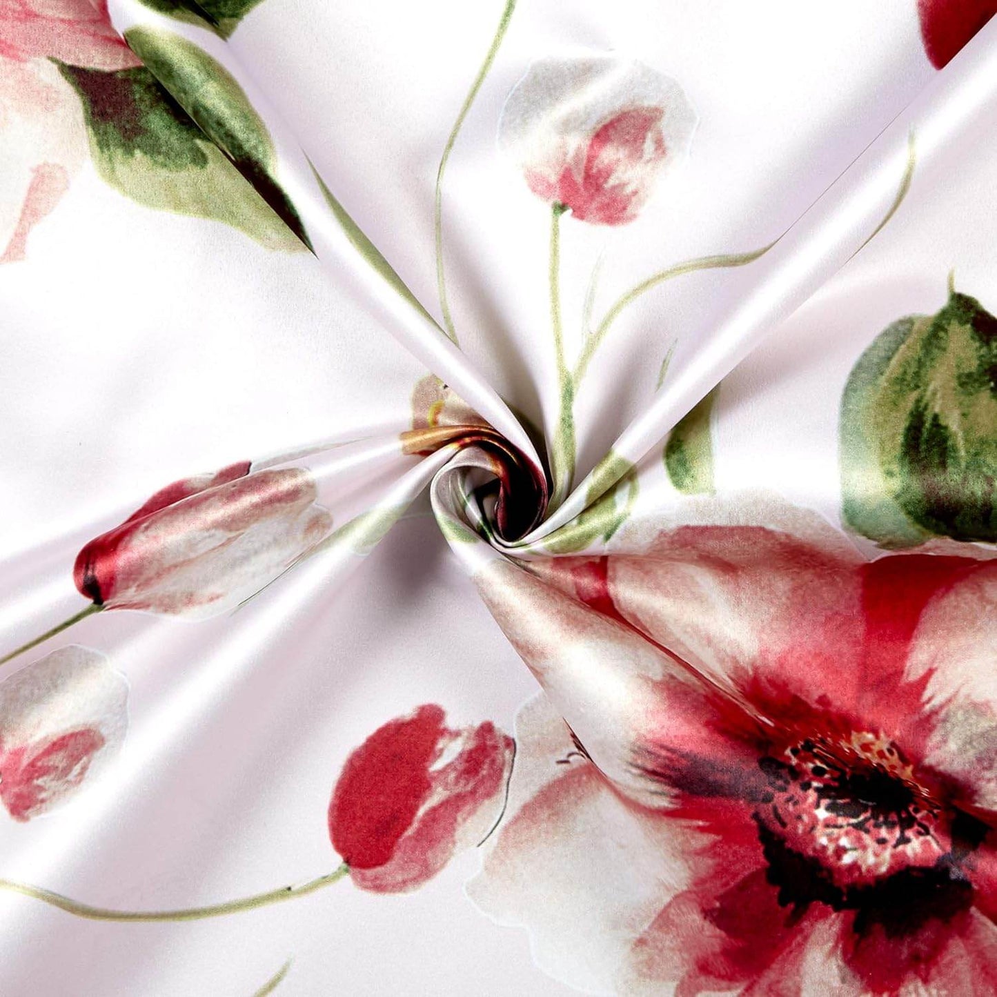 TROPICAL Floral Digital Print Satin Fabric - Cotton Hand - 58 Inch. in Width, | Home Decor - Fabrics Star