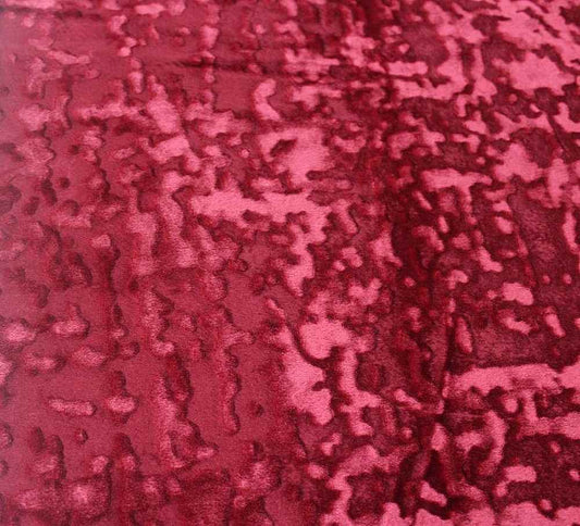 Burgundy Abstract Crushed Velvet Fabric - Fabrics Star