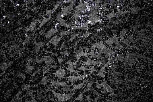 gold-black ANDORRA Mesh Sequin Fabric - Fabrics Star