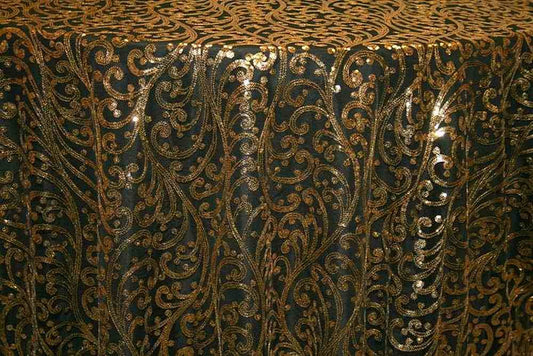gold-black ANDORRA Mesh Sequin Fabric - Fabrics Star