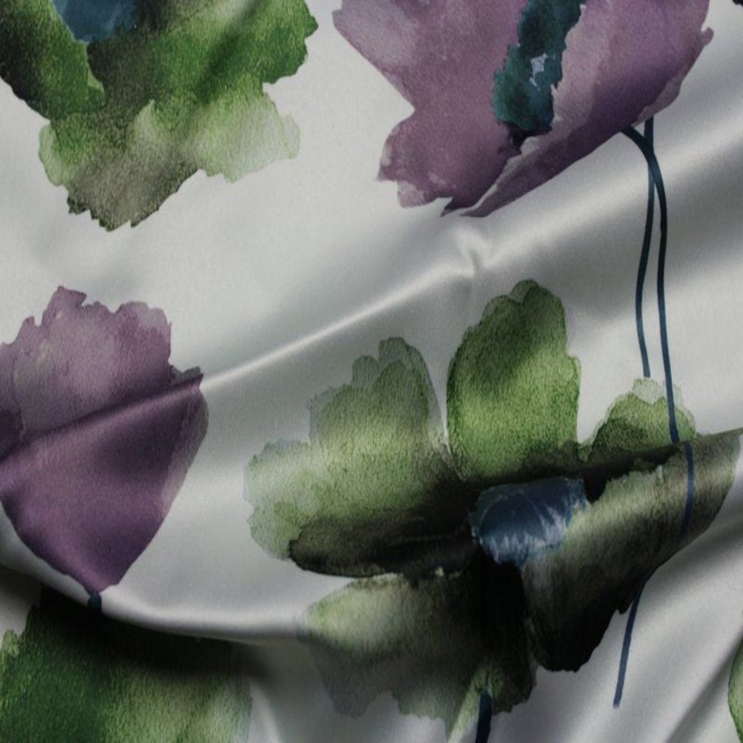 ANTHIUM - Floral Digital Print Satin Fabric - Cotton Hand - 58 Inch. in Width, | Home Decor