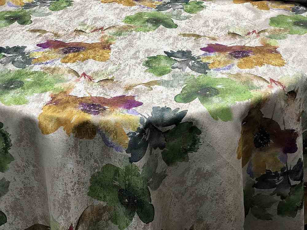 ASTER Floral Digital Print Metallic Fabric - Cotton Hand - 58 Inch. in Width, | Home Decor