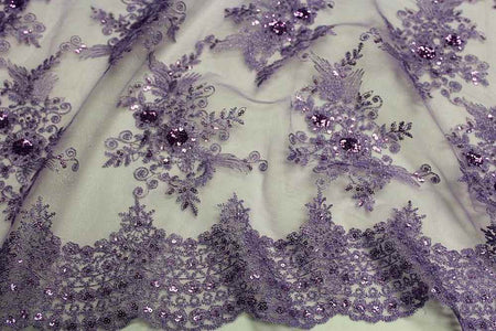 BLOSSOM/B Embroidered Sheer With Sequin Fabric, 54 Inch. in Width - Fabrics Star