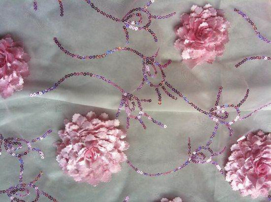 pink-1 BRIDELY Embroidered Sheer Mesh Fabric - Fabrics Star