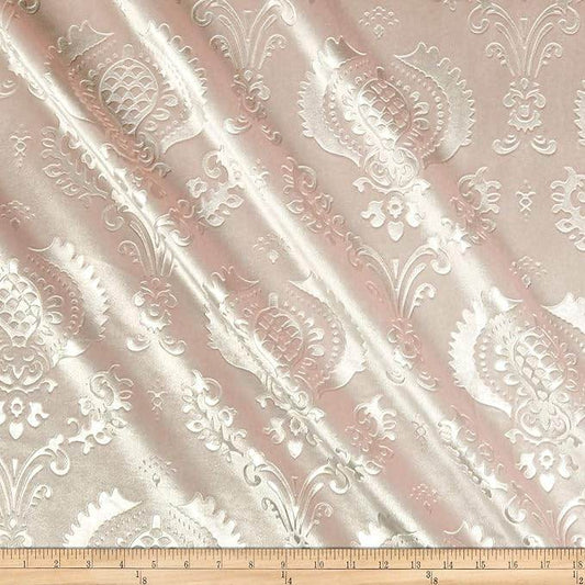 Blush Brocade Damask Velvet Fabric - Fabrics Star