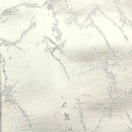Calcutta Metallic Jacquard Embroidery Fabric, 58" in width, | Home Decor Ivory Silver Fabrics Star