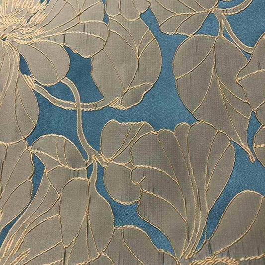 Blue Cambridge Floral Jacquard Fabric - Fabrics Star
