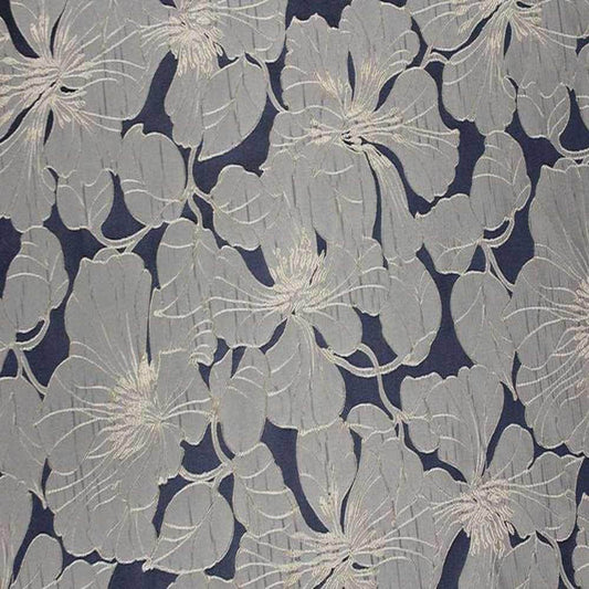 Navy Cambridge Floral Jacquard Fabric - Fabrics Star