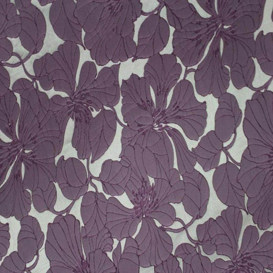 Purple Cambridge Floral Jacquard Fabric - Fabrics Star