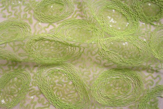 apple-green CHARMING Embroidered Sheer Fabric - Fabrics Star
