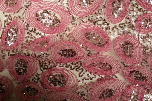 pink CHARMING Embroidered Sheer Fabric - Fabrics Star