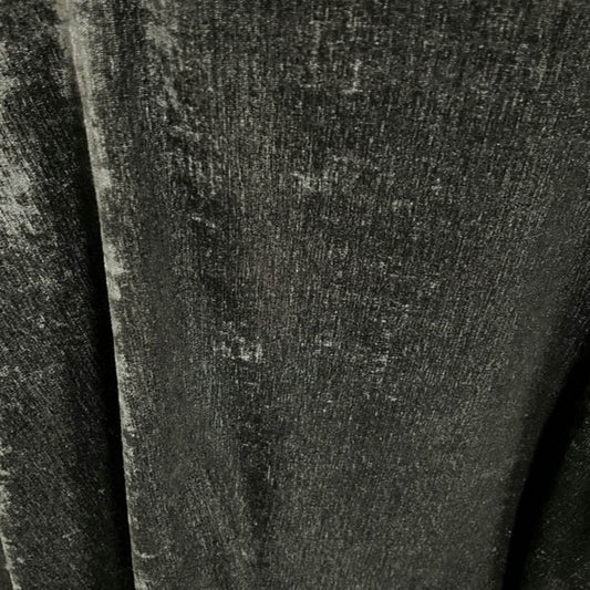 Black Chenille Soft Velvet Fabric - Fabrics Star