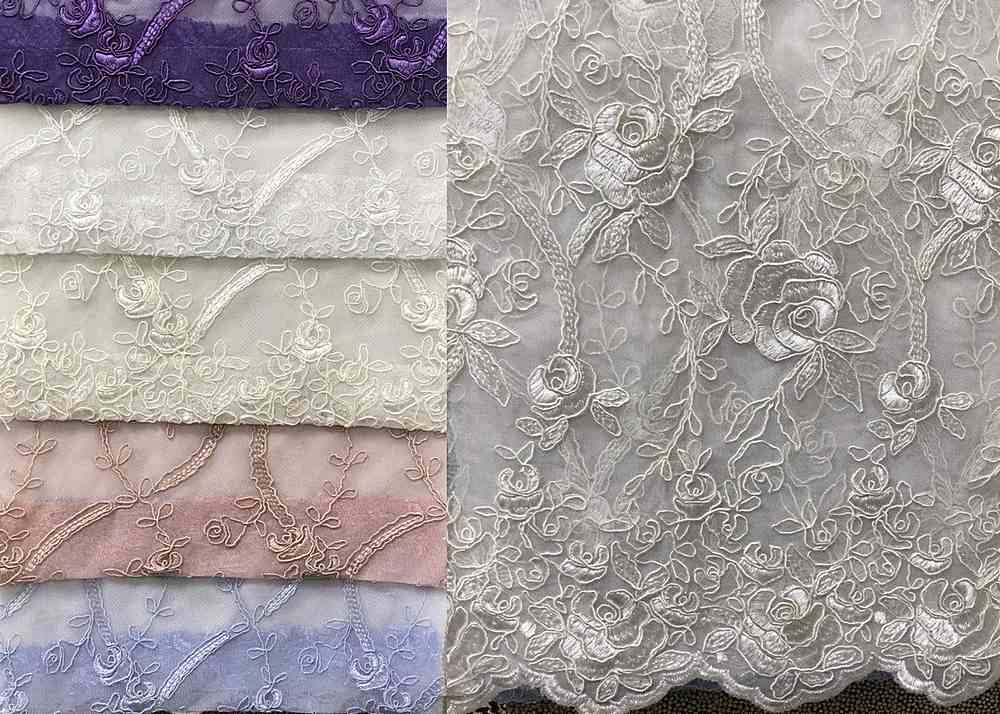 HOLIDAY Embroidered Mesh Fabric. Lace Netting Material ideal for Sewing,  Dresses, Gowns, Skirts, Veils