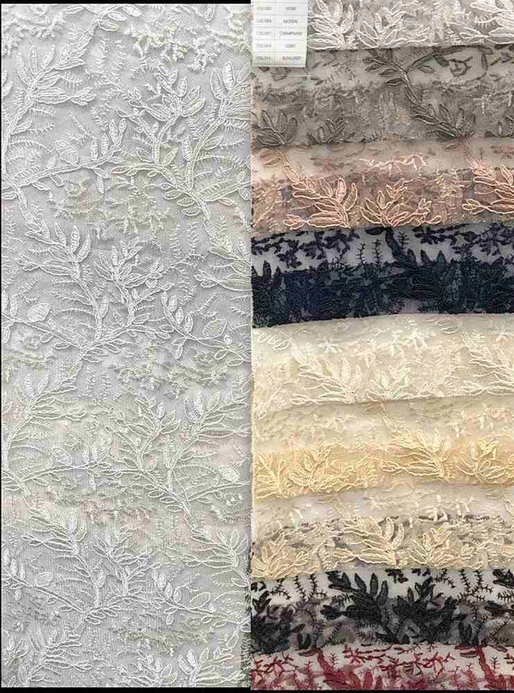 OMAHA Glitter Embroidered Mesh Fabric. Lace Netting Material ideal for