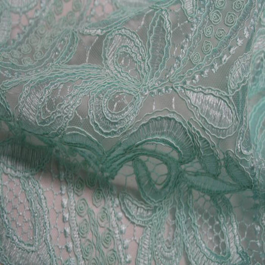 Mint CREATION Glitter Embroidered Mesh Fabric. Lace Netting Material 52 Inch in Width Fabric - Fabrics Star