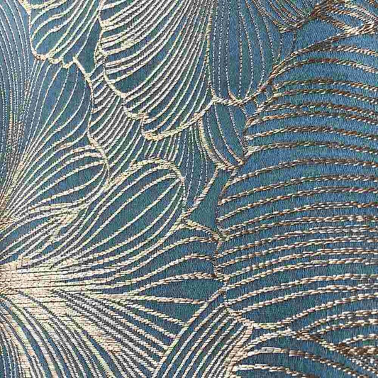 Blue Delhi Metallic Flower Jacquard Fabric - 120 Inch. in Width Fabric - Fabrics Star