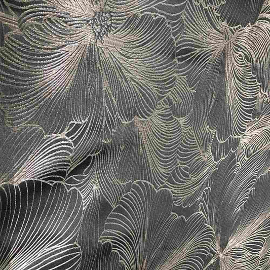 Grey Delhi Metallic Flower Jacquard Fabric - 120 Inch. in Width Fabric - Fabrics Star