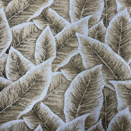 Gold FOLIAGE Jacquard Leave Print Tapestry Fabric - Fabrics Star