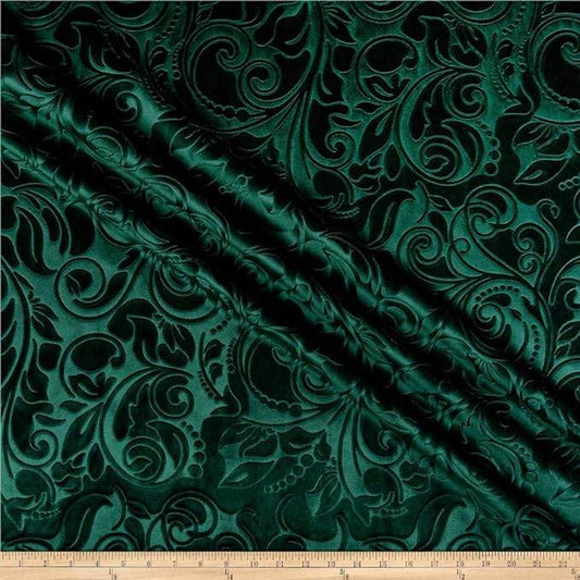 Forest Brocade Scroll Velvet Fabric - Fabrics Star