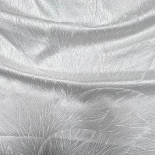 White Garden Jacquard Fabric - Fabrics Star