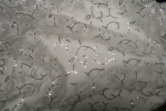 ivory GISELLE Embroidered Sheer Fabric - Fabrics Star