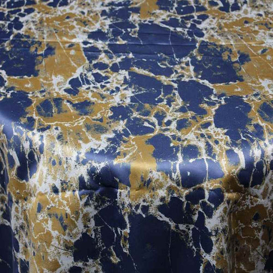 Blue/Gold GRANITE - Digital Print Satin Fabric - Cotton Hand - 58 Inch. in Width Fabric - Fabrics Star