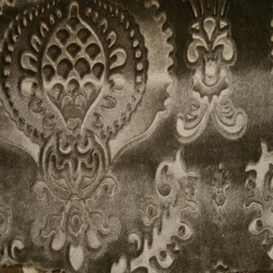 Taupe Brocade Damask Velvet Fabric - Fabrics Star