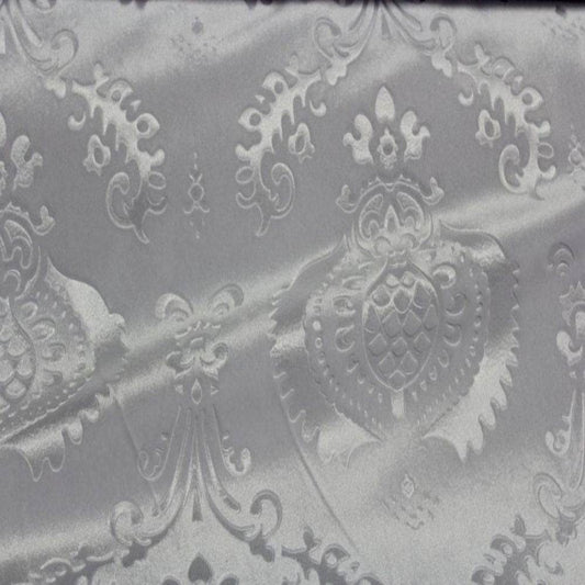 White Brocade Damask Velvet Fabric - Fabrics Star