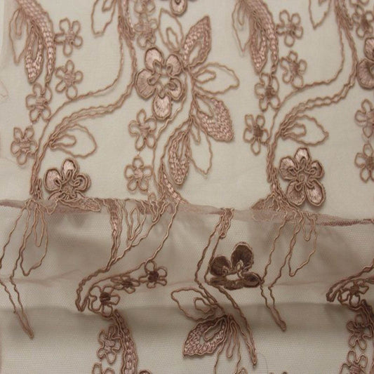 Blush HOLIDAY Embroidered Mesh Fabric. Lace Netting Material 54 Inch in Width Fabric - Fabrics Star