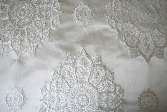 snow-white LAURIER Fabric. 58 Inch in Width Fabric - Fabrics Star