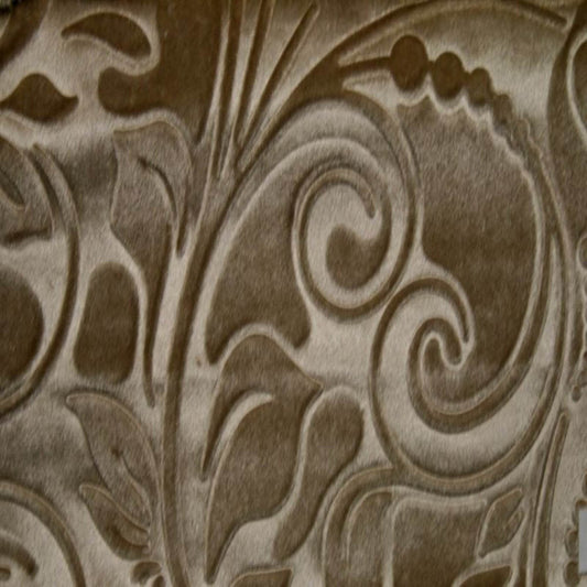 Cafe Brocade Scroll Velvet Fabric - Fabrics Star