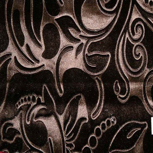 Chocolate Brocade Scroll Velvet Fabric - Fabrics Star