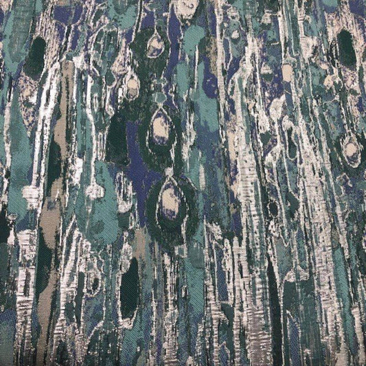 Aqua LYNN Jacquard Print Metallic Fabric - Fabrics Star