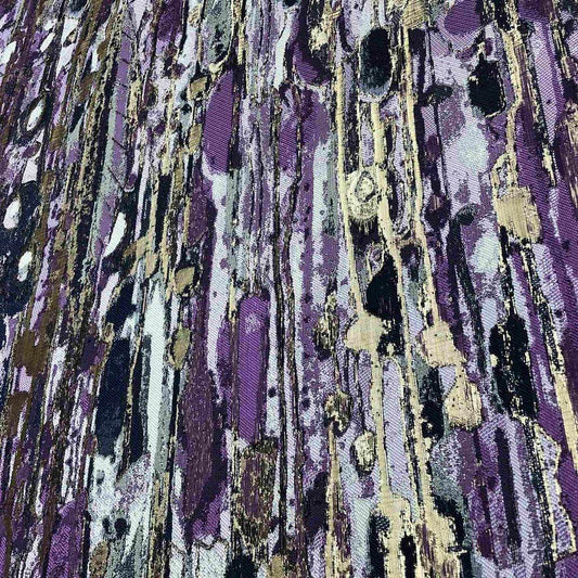Plum LYNN Jacquard Print Metallic Fabric - Fabrics Star