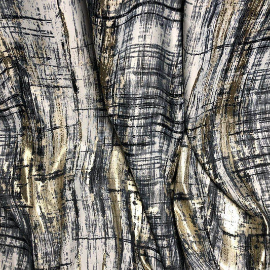 Ebony LYNSFIELD Jacquard Print Metallic Fabric - Fabrics Star