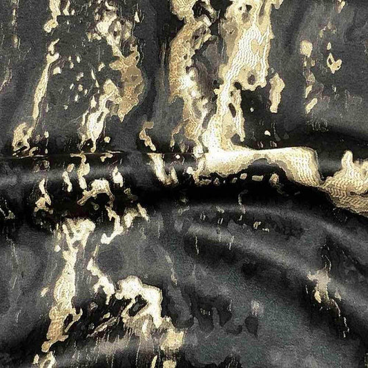 Black/Gold Mahwah Metallic Marbleized Fabric - 54 Inch. in Width Fabric - Fabrics Star