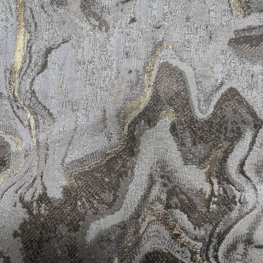 Beige MILANO Jacquard Print Metallic Marbleized Fabric - Fabrics Star
