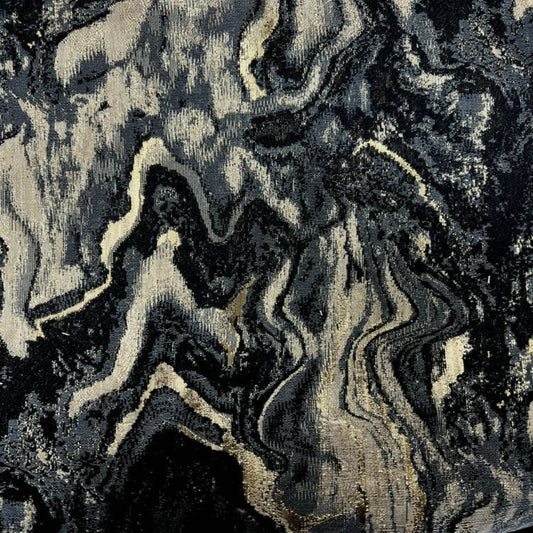 Black/Gold MILANO Jacquard Print Metallic Marbleized Fabric - Fabrics Star